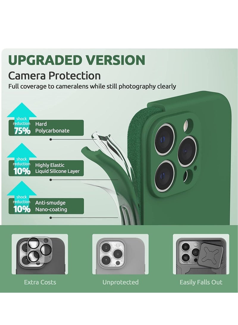 ELTRAZONE Liquid Silicone Case for iPhone 14 Pro Max with Screen Protector [Camera Protection] [Microfiber Lining] Slim Shockproof Protective Phone Cover, 6.7 Inch, Clover Green - Image 3