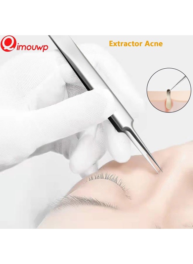 Qimouwp 16 Pcs Pimple Popper Kit - Blackhead Remover & Acne Extractor Tool - Professional Stainless Steel Tweezers for Eyebrows, Pimples & Blemishes - Tools for Beauty Salons - Image 2
