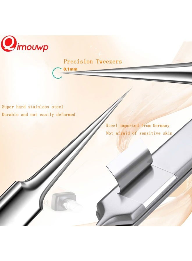 Qimouwp 16 Pcs Pimple Popper Kit - Blackhead Remover & Acne Extractor Tool - Professional Stainless Steel Tweezers for Eyebrows, Pimples & Blemishes - Tools for Beauty Salons - Image 4