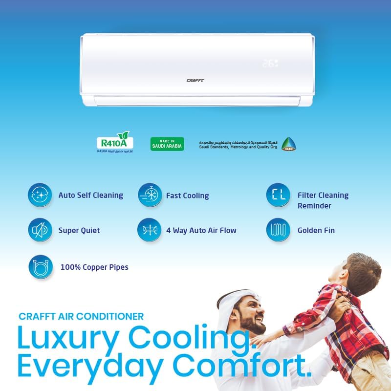 CRAFFT 18000BTU Fast Cooling Split Air Conditioner, White - Image 4