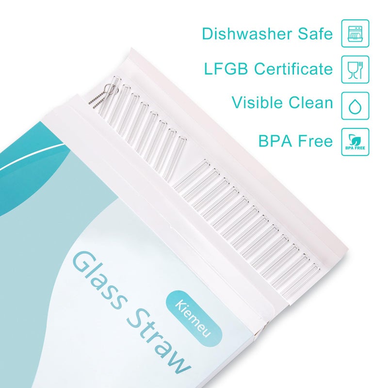 Kiemeu 20 Pack Clear Glass Straws Shatter Resistant, Î¦8 mm Thin Glass Straws, Family Pack - Image 5