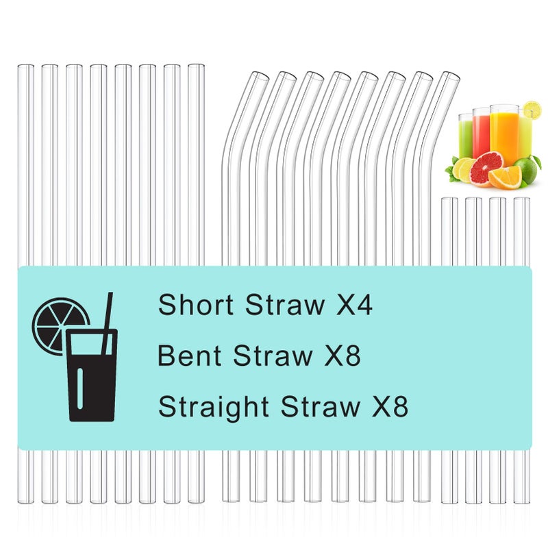 Kiemeu 20 Pack Clear Glass Straws Shatter Resistant, Î¦8 mm Thin Glass Straws, Family Pack - Image 2