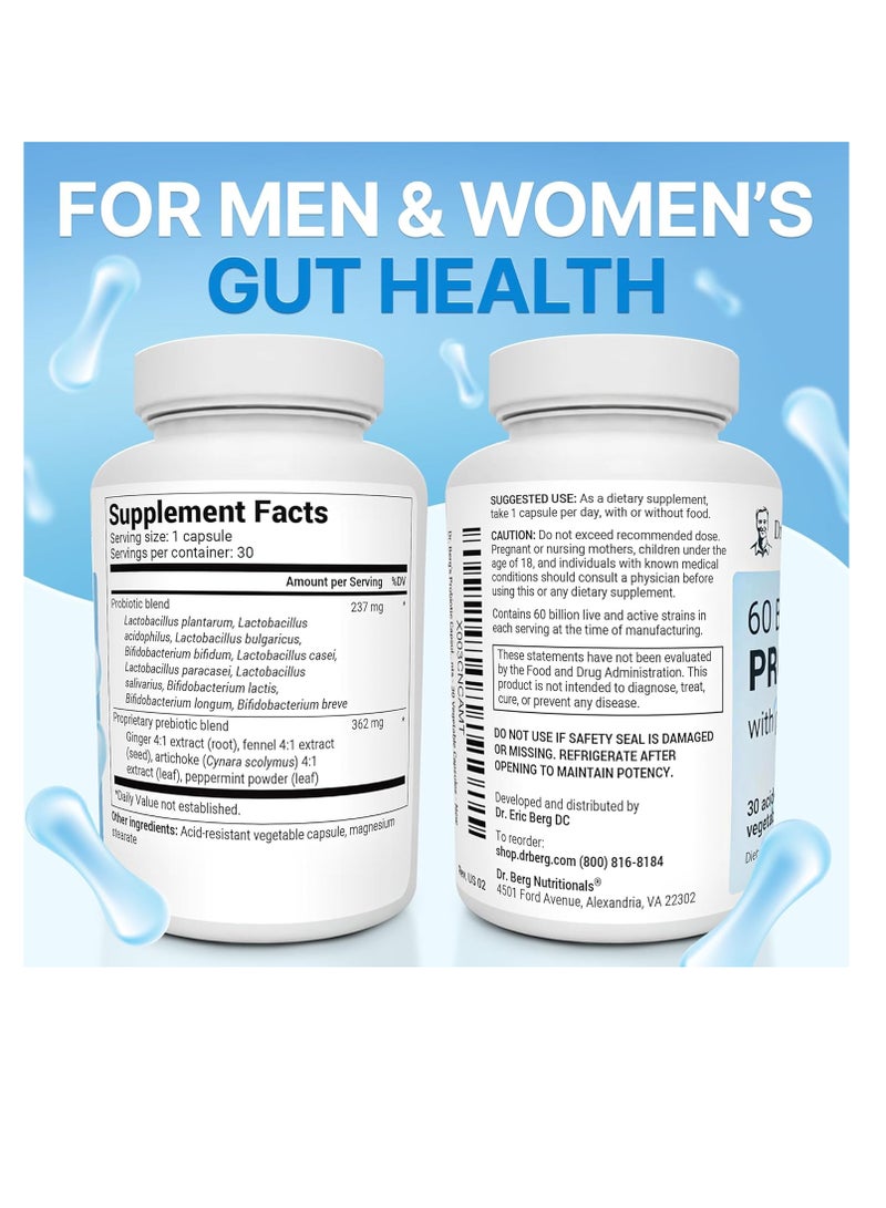 Dr. Berg Nutritional Probiotic Capsules With 60 Billion Probiotics For Digestive Health With 10 Prebiotics 30 Vegetable Capsules - Image 2