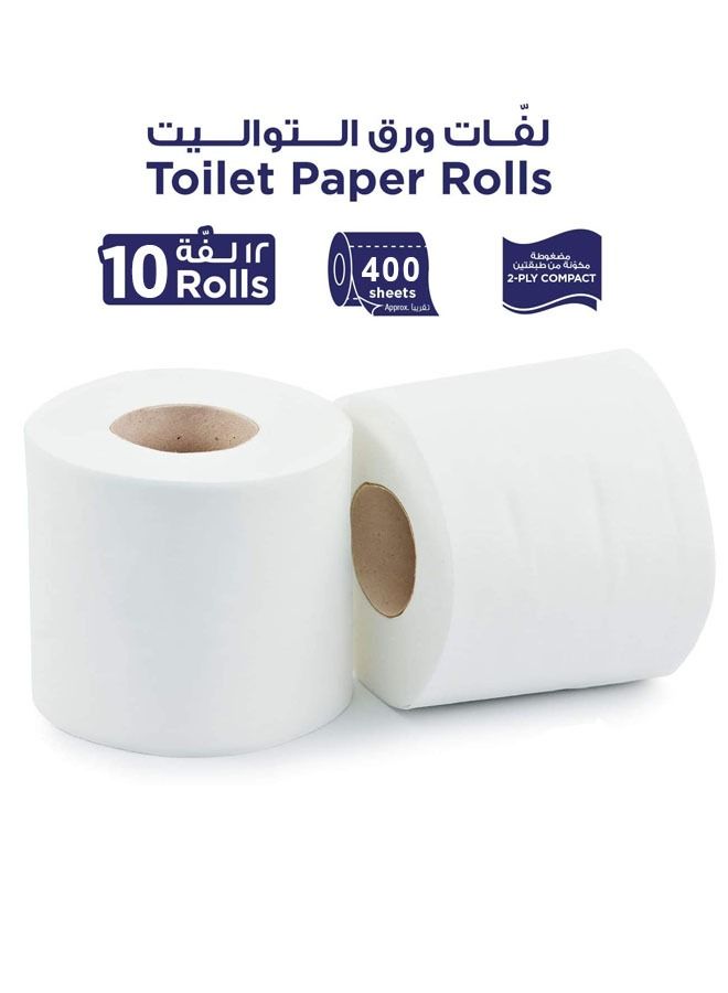 مترو مناديل تواليت ناعمة وقوية 400 منديل × طبقتان أبيض عبوة من 10 بكرات - Image 2