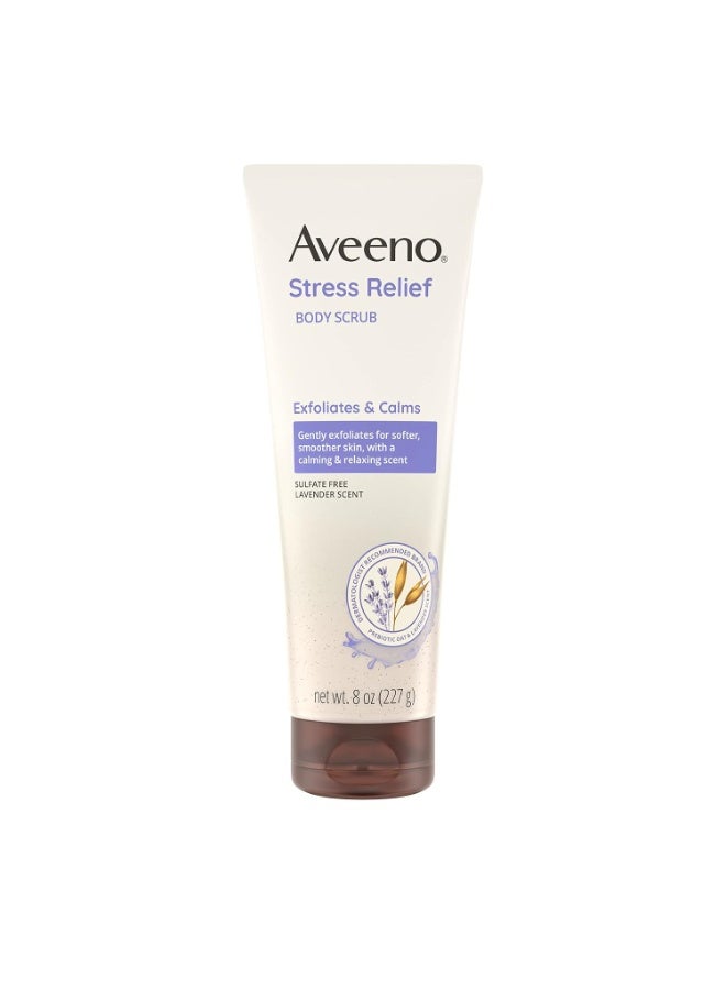 Aveeno Stress Relief Body Scrub, Exfoliates & Calm | Smoother Skin Formulated with Prebiotic Oat & Lavender Scent to Calm & Relax | Sulfate-Free & Soap-Free,227g - Image 1