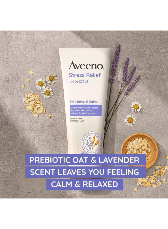 Aveeno Stress Relief Body Scrub, Exfoliates & Calm | Smoother Skin Formulated with Prebiotic Oat & Lavender Scent to Calm & Relax | Sulfate-Free & Soap-Free,227g - Image 2