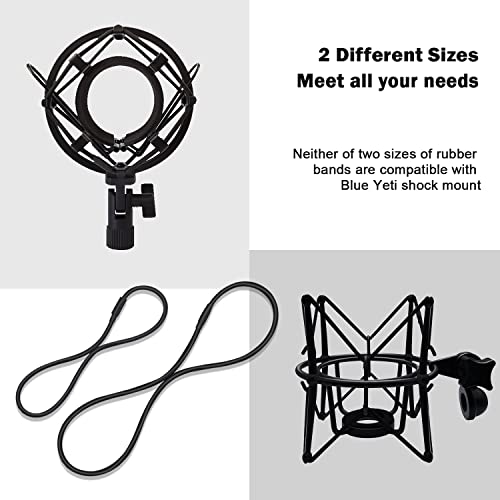 Boseen Universal Elastic Bands Replacement, Anti-aging Rubber Ring for Microphone Shock Mount Holder Clamp Clip, Set of 4 (Black) - Image 2