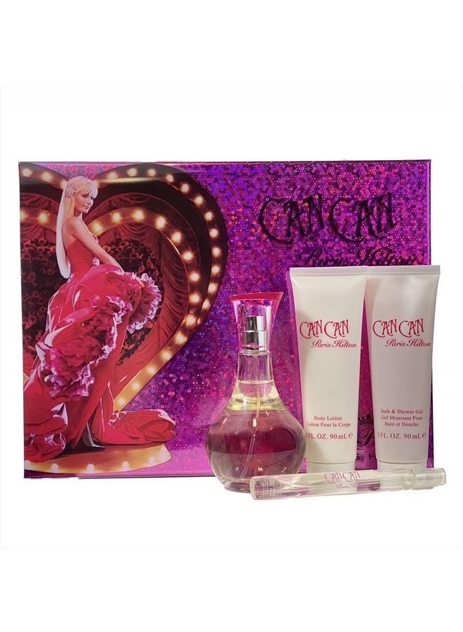 Paris Hilton طقم هدايا 4 قطع ( 1 × بخاخ عطر 3.4 أونصة + 1 × علبة بخاخ عطر 0.34 أونصة + 1 × لوشن للجسم 3 أونصة + 1 × جل استحمام 3 أونصة )، 3.4 أونصة سائلة - Image 1