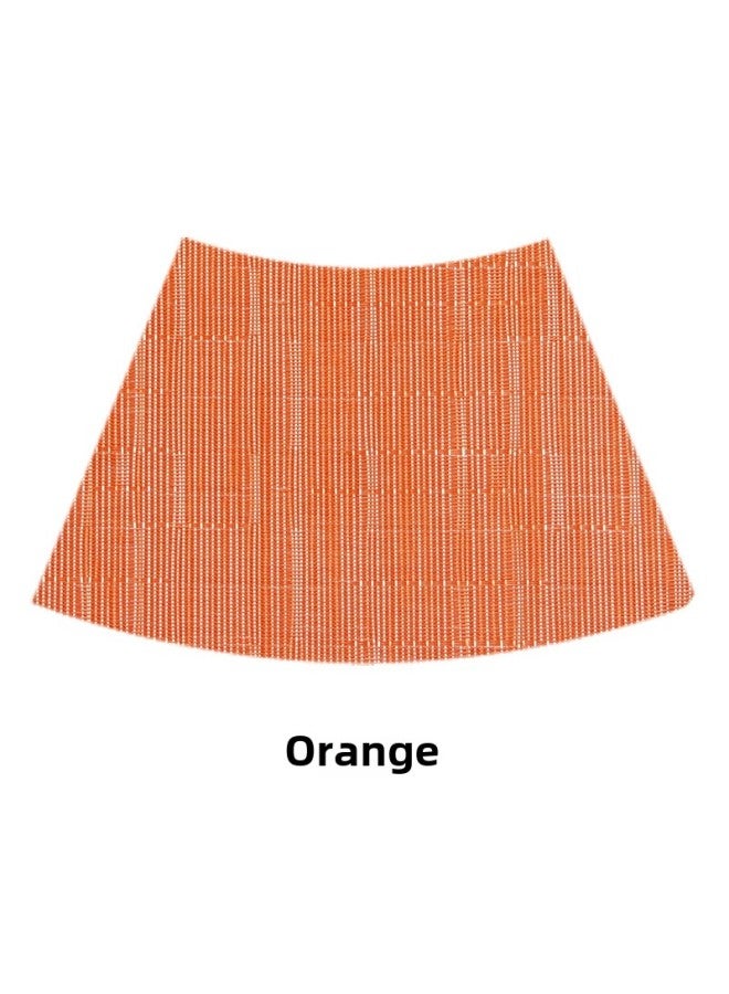 إسكدنيا مفرش طاولة مستديرة على شكل مروحة من مادة PVC، صندوق فندق صيني، مفرش طاولة طعام، حصيرة منحنية عازلة للحرارة، قاعدة أكواب منزلية-اللون: مروحة منحنية برتقالية من الخيزران.-المواصفات: 47*33 سم - Image 1