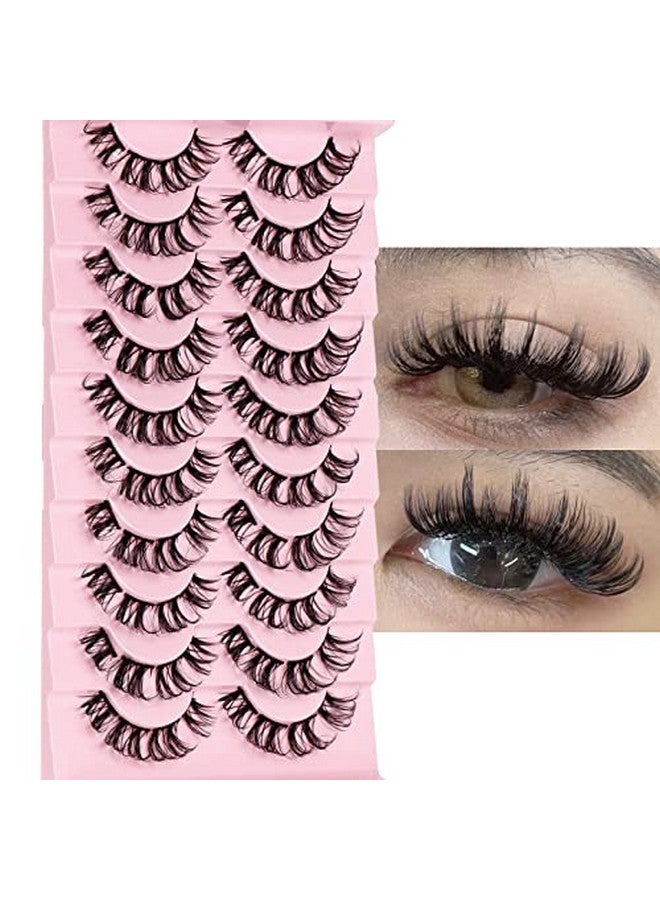 DSLONG 10 Pairs Cluster Lashes D Curl Russian Strip Lashes Fluffy False Eyelashes Individual Natural Wispy Lashes Diy Eyelashes Extension At Home (D01) - Image 1