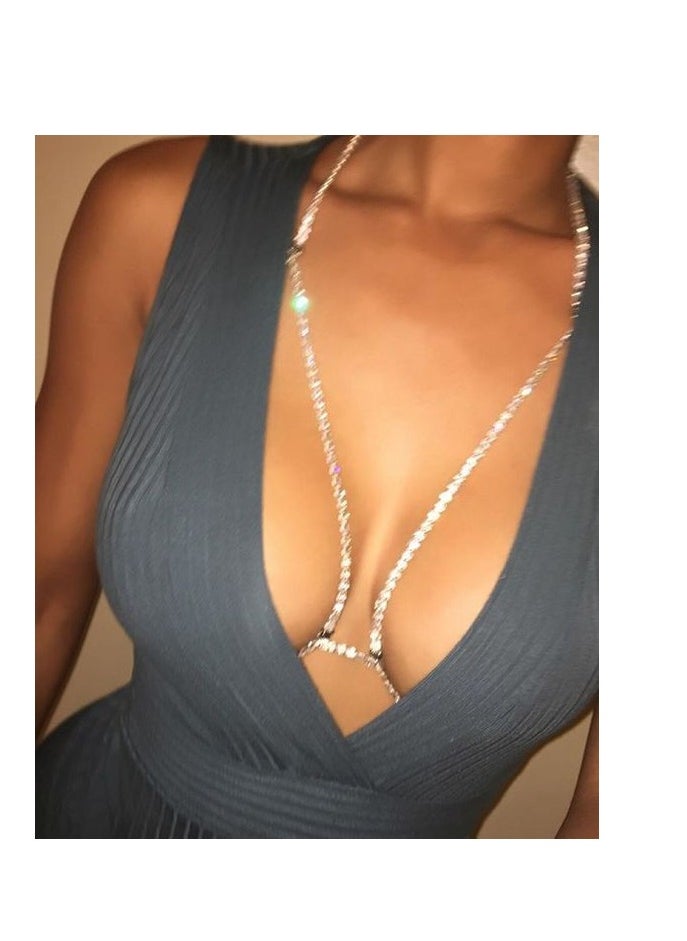 European and American Style Fashion Body Chain, Crystal Chest Chain,Bikini Nightclub Chain Jewelry.