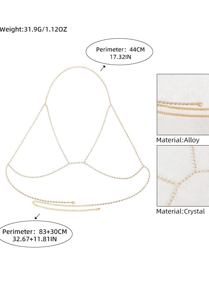 European and American Style Fashion Body Chain, Crystal Chest Chain,Bikini Nightclub Chain Jewelry.