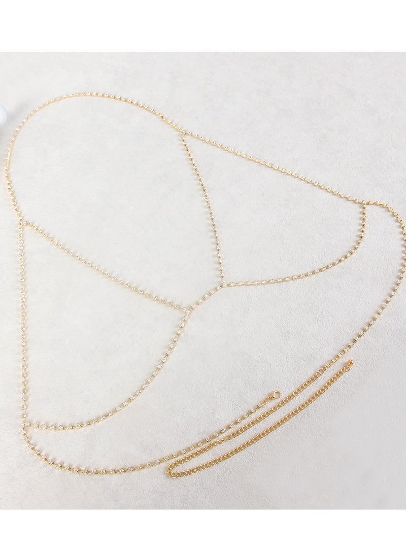 European and American Style Fashion Body Chain, Crystal Chest Chain,Bikini Nightclub Chain Jewelry.