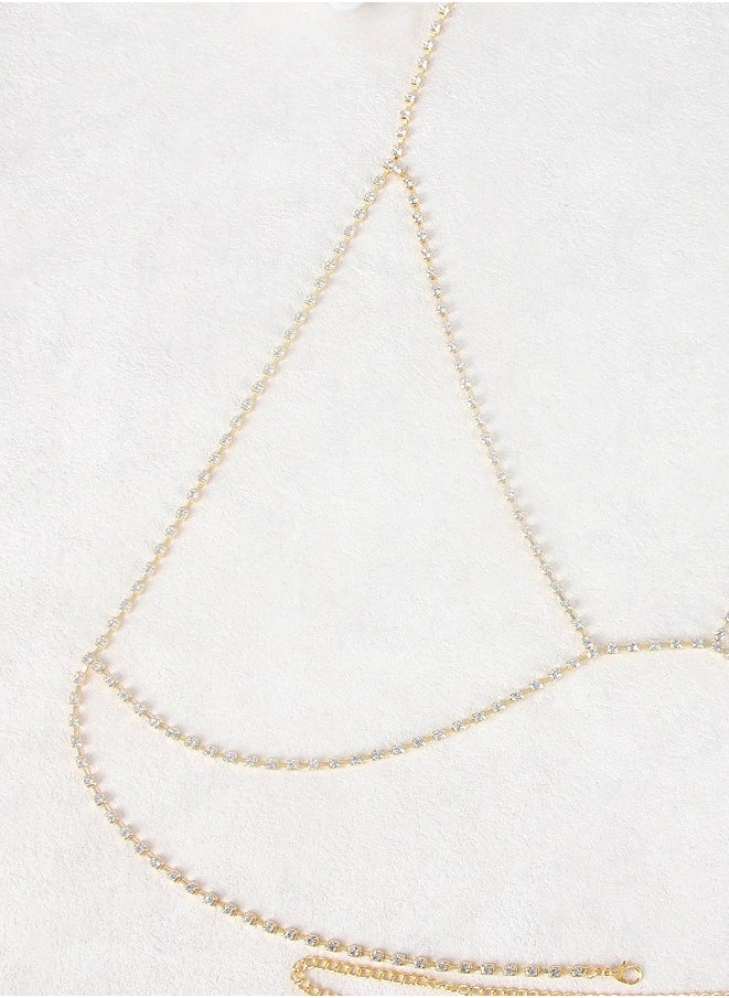 European and American Style Fashion Body Chain, Crystal Chest Chain,Bikini Nightclub Chain Jewelry.