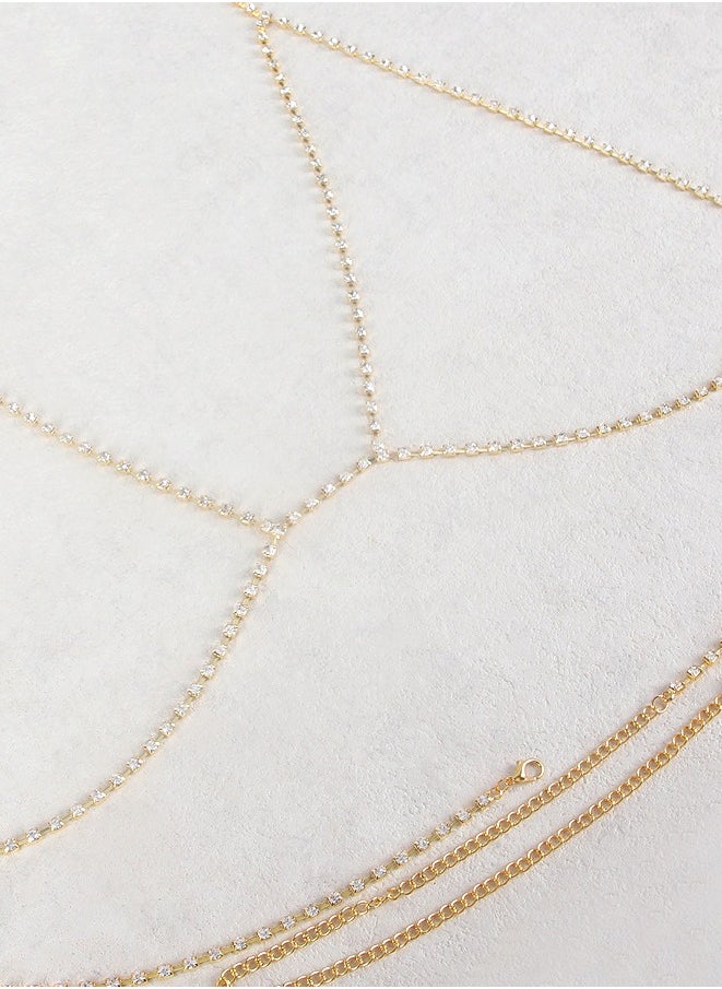 European and American Style Fashion Body Chain, Crystal Chest Chain,Bikini Nightclub Chain Jewelry.
