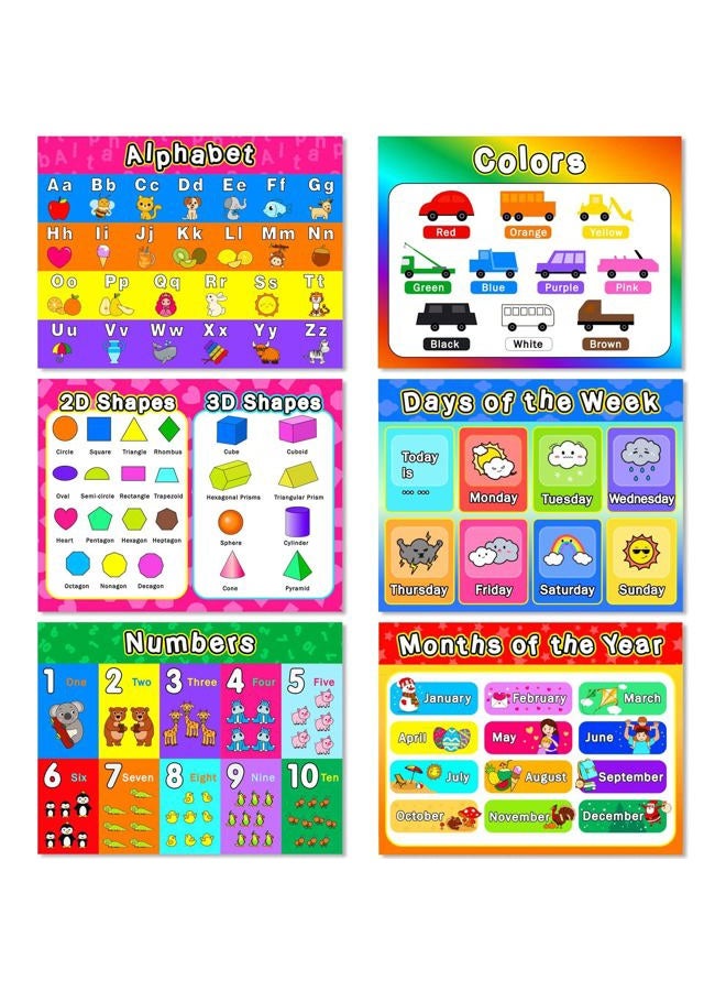 OBUSATT Educational Preschool Placemats for Kids Set of 6 Reusable Plastic Toddler Placemat Non Slip Washable Children Montessori Eat Table Mat for Nursery Homeschool Kindergarten Classroom Dining Table - Image 1