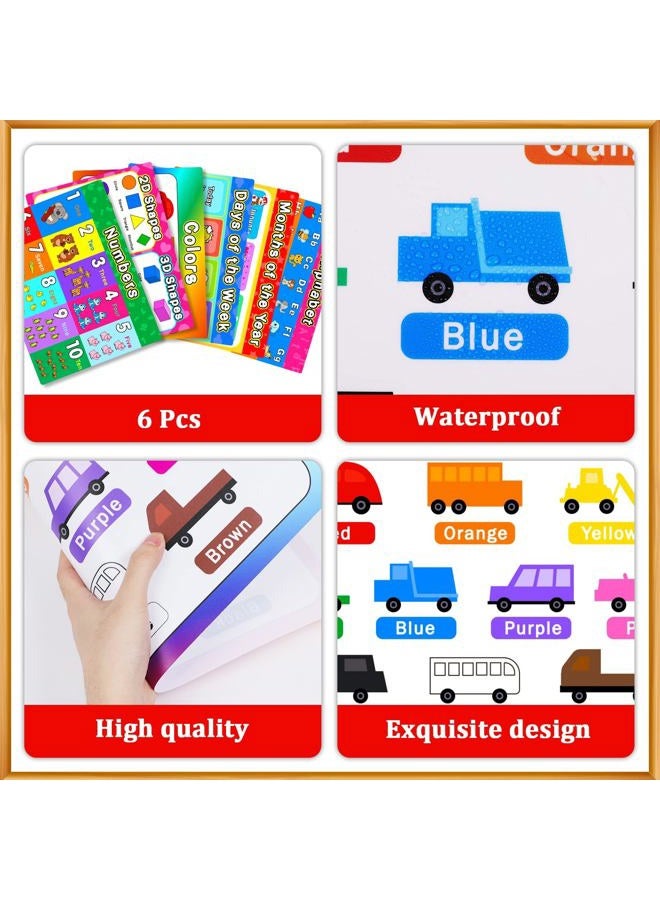 OBUSATT Educational Preschool Placemats for Kids Set of 6 Reusable Plastic Toddler Placemat Non Slip Washable Children Montessori Eat Table Mat for Nursery Homeschool Kindergarten Classroom Dining Table - Image 3