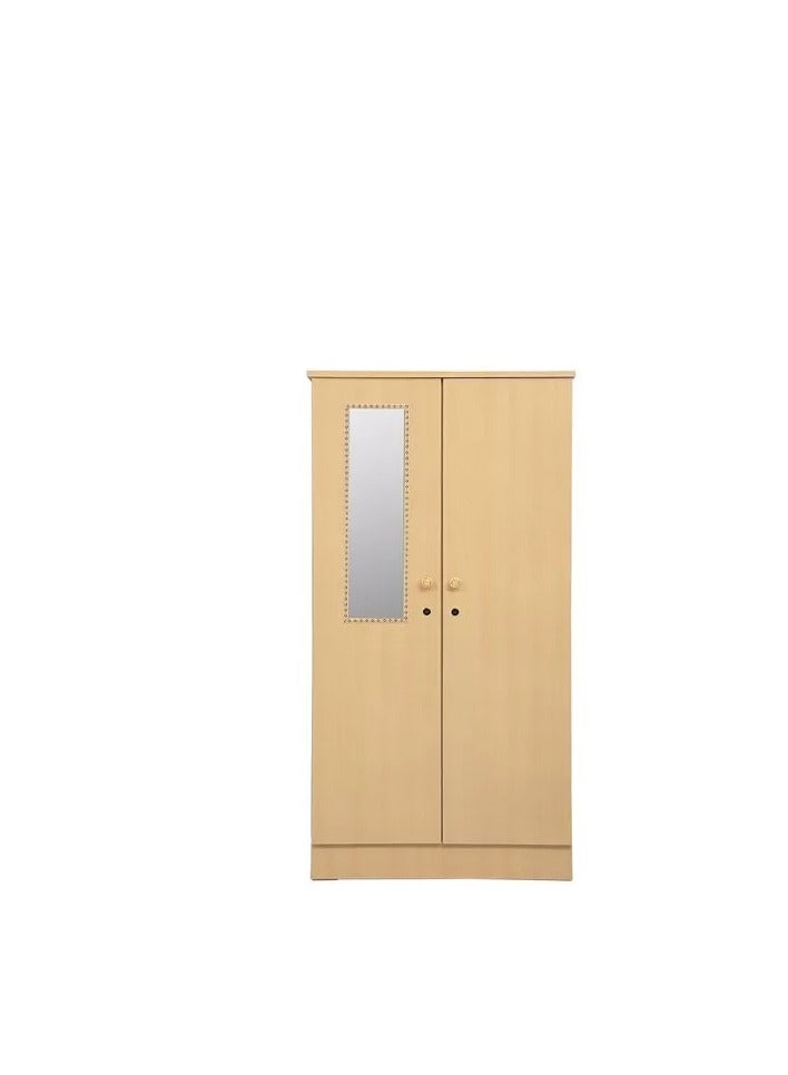 جالاكسي ديزاين خزانة ملابس خشبية ببابين مع مرآة من جالاكسي – باللون البيج (العمق 50 × العرض 90 × الارتفاع 190 سم) - Image 2