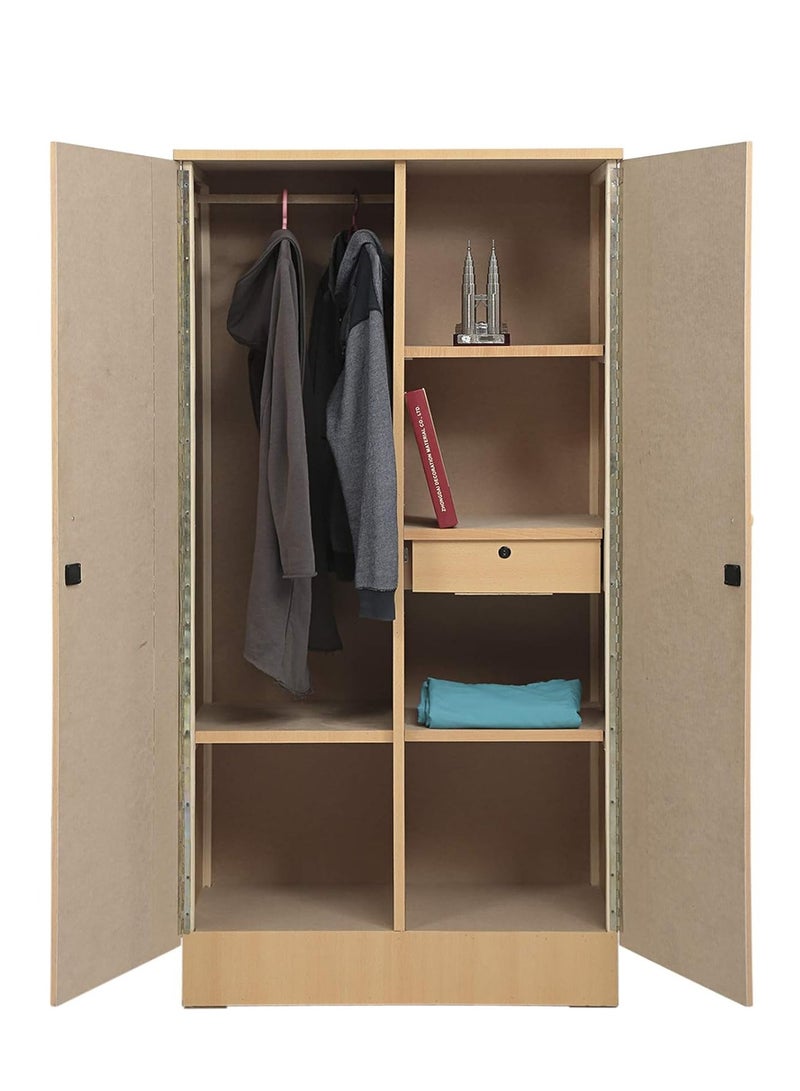 جالاكسي ديزاين خزانة ملابس خشبية ببابين مع مرآة من جالاكسي – باللون البيج (العمق 50 × العرض 90 × الارتفاع 190 سم) - Image 5