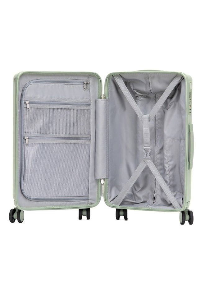 LIGHTGO - LIGHTGO 7624 Tea green color 28" Suitcase large size luggage check in luggage with TSA Lock travel case YKK zipper with power bank pocket 100% PC light weight luggage - Image 1
