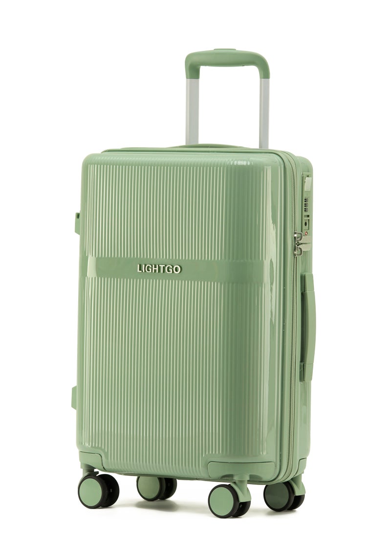 LIGHTGO - LIGHTGO 7624 Tea green color 28" Suitcase large size luggage check in luggage with TSA Lock travel case YKK zipper with power bank pocket 100% PC light weight luggage - Image 1