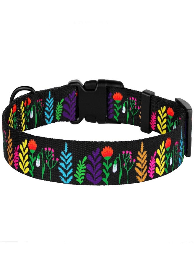 CollarDirect Nylon Dog Collar Floral Pattern Black 10-13 inch - Image 3