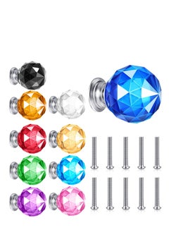 Y&D Dresser Knobs for Cabinets and Drawers, 30mm Multicolor Crystal Knobs, Glass Pull Drawers Hardware Kitchen, Pack of 10  - Image 1