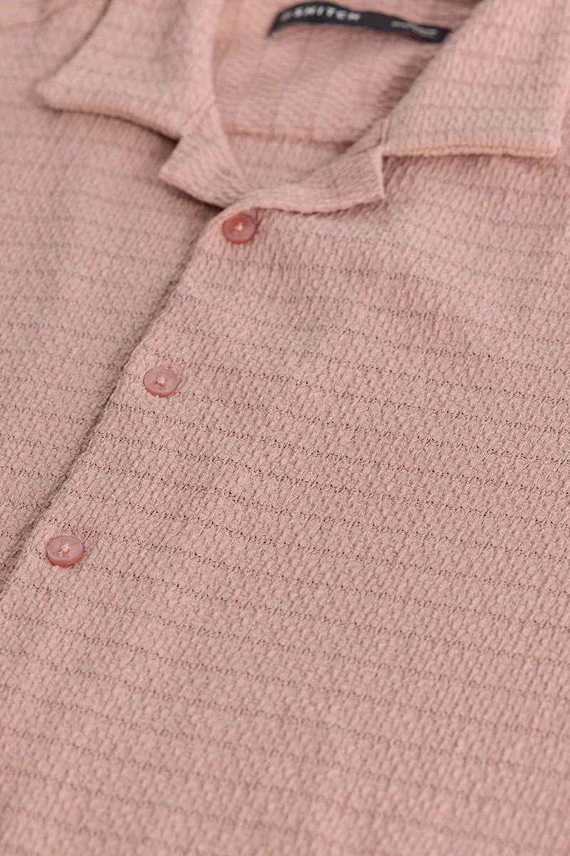 SNITCH Pink Self-Design Cuban Shirt