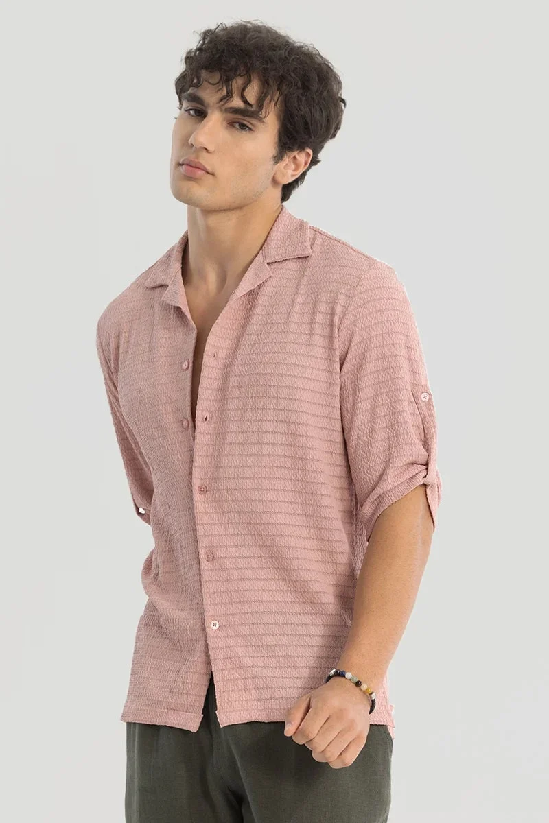 SNITCH Pink Textured Cuban Shirt