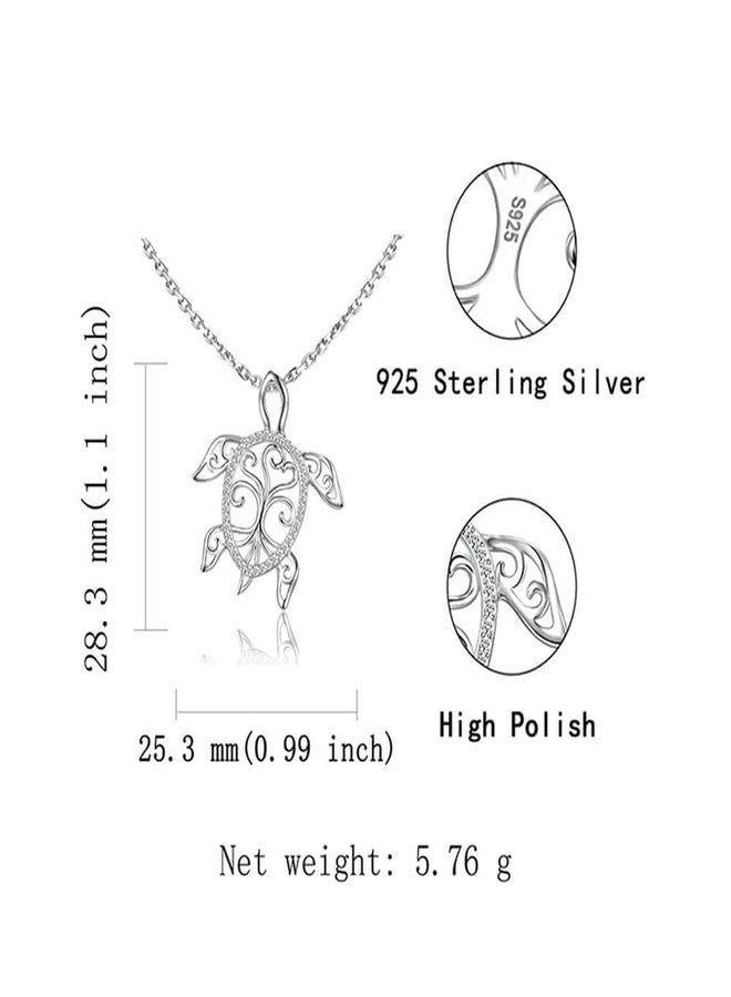 MANBU Sterling Silver Sea Turtle Necklace Tree of Life Tortoise Abalone Pendant Holiday Beachy Jewelry Gift for Women Mom Ocean Lover (sea turtle necklace) - Image 5