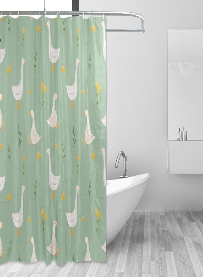 WELLDAY Shower Curtain Goose Bird Bathroom Decor Waterproof Fabric with Hooks 60x72 Inch - Image 2