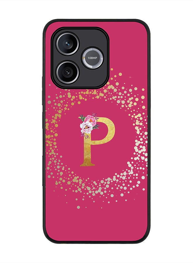 Stylizedd For Honor 600 Lite / 500 Smart / Honor X80i Case,Slim fit Camera Protection, Shockproof Thin Phone cover  - Custom Monogram Floral - P ( Deep Pink ) - Image 1
