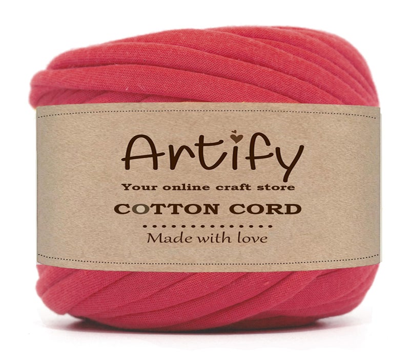 Artify | Tshirt Yarn (7mm, 500gms) | Knitting Yarn for Hand DIY Bag, Basket Cushion and Other Crochet Projects - Red - Image 1