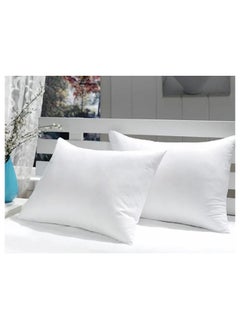 Hotel Linen Klub حزمة من 2 وسادة ضغط حجم 48 سم×70 سم ، غلاف خارجي: 100% ميكروفايبر حشوة: 700 جرام ألياف فارغة إحساس ناعم ، اللون: أبيض  - Image 1