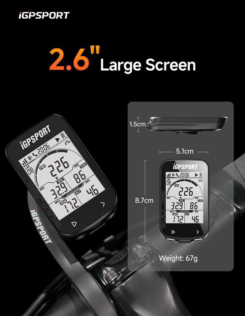 iGPSPORT BSC100S Bicycle/Bike Computer Wireless, 2.6 inch LCD Display Rechargeable Waterproof GPS Cycling Computer (BSC100S Set) - Image 2