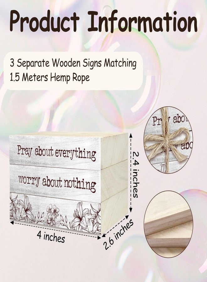 BXVRT Christian Decorative Book Stack for Farmhouse, Tiered Tray Decor Inspirational Gifts, Religious Stacked Books Set, Pray About Everything Worry About Nothing Wooden Book Decor for Home Office -33 - Image 2
