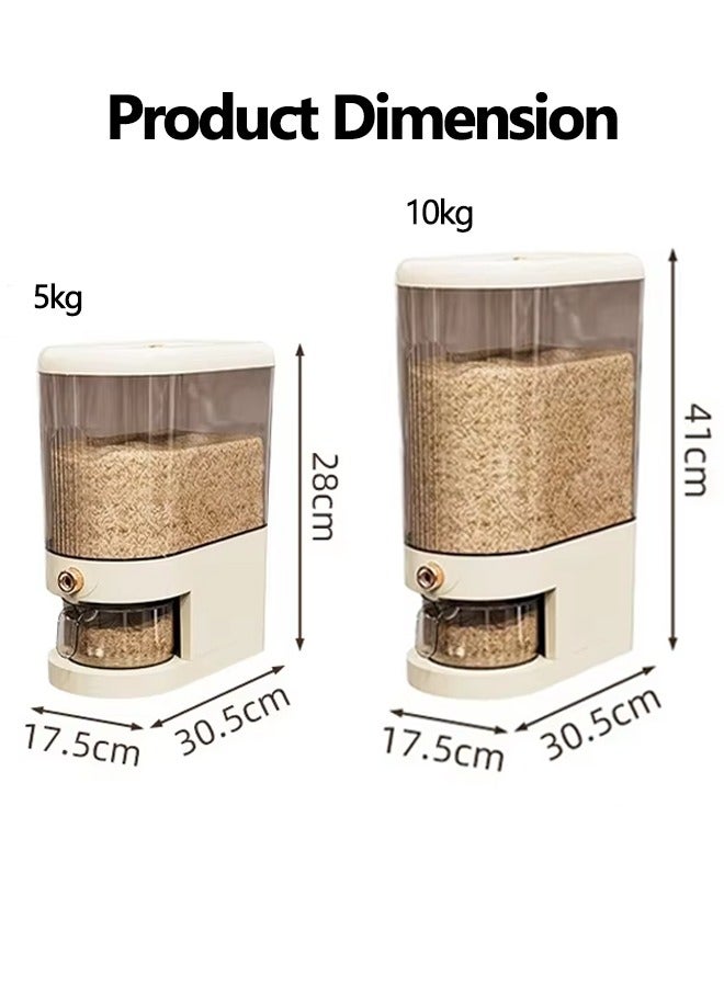 Household Rice And Cereal Storage Container, Press Rice Bucket, Multifunctional Rice Dispenser with Measuring Cup, Insect and Moisture Resistant, For Kitchen Pantry Organization  - Image 2
