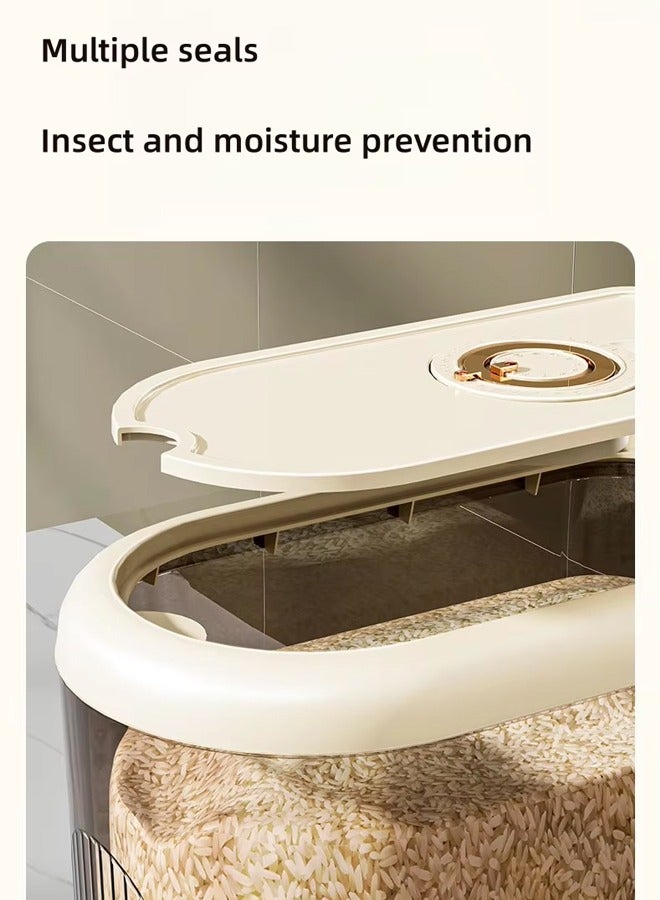Household Rice And Cereal Storage Container, Press Rice Bucket, Multifunctional Rice Dispenser with Measuring Cup, Insect and Moisture Resistant, For Kitchen Pantry Organization  - Image 4