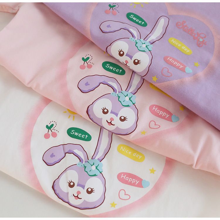 100 Cotton Children'S 2024 Girls' Baby'S Short-Sleeved T-Shirt Cartoon Printed Rabbit All-Match Top - Image 5