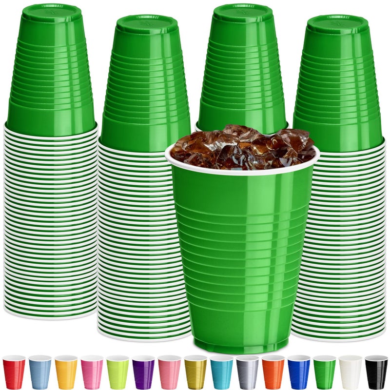 DecorRack Dark Green Plastic Cups  12 oz Disposable Cups  Reusable Party Supplies (120 Count) - Image 1