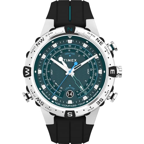 Timex Mens Expedition North TideTempCompass 45mm Watch Black Strap Green Dial Stainless Steel Case - Image 1