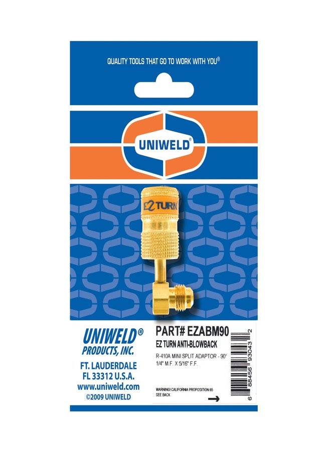 Uniweld EZABM90 Ez-Turn® Anti-Blowback R410a Mini Split Adapter, 1/4" M.F. X 5/16" (1/2"-20) Female, 90° - Image 2