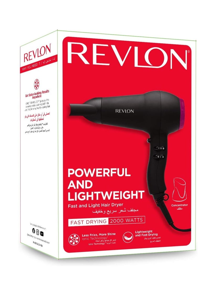 ريفلون مجفف الشعر ريفلون RVDR5823 ARB1 سريع وخفيف، 2000 واط، أسود - Image 5