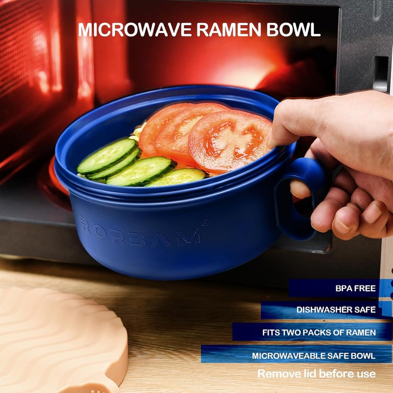 RORBAM Ramen Cooker,Microwave Ramen Bowl,Ramen Noodle Bowl 48 oz, College Dorm Room Essentials for Girls for Boys, Apartment Essentials, BPA-Free. (orange) - Image 4