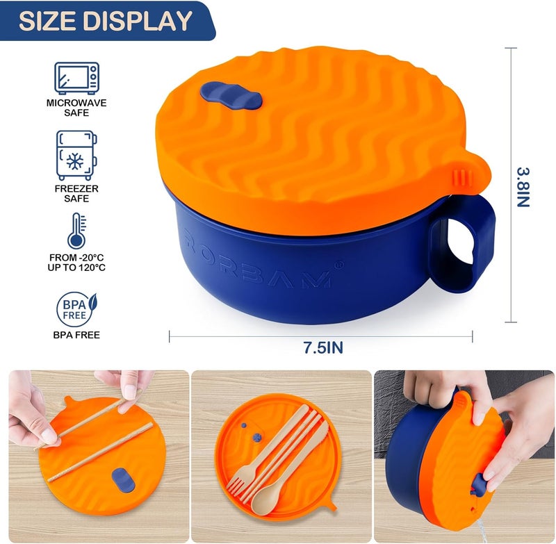 RORBAM Ramen Cooker,Microwave Ramen Bowl,Ramen Noodle Bowl 48 oz, College Dorm Room Essentials for Girls for Boys, Apartment Essentials, BPA-Free. (orange) - Image 2