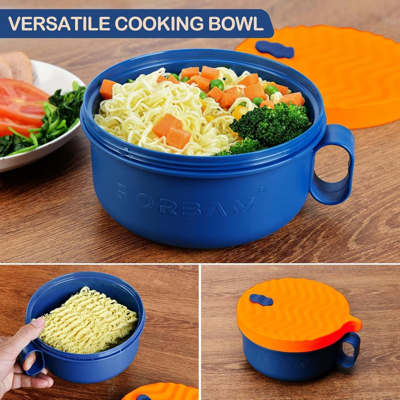 RORBAM Ramen Cooker,Microwave Ramen Bowl,Ramen Noodle Bowl 48 oz, College Dorm Room Essentials for Girls for Boys, Apartment Essentials, BPA-Free. (orange) - Image 3