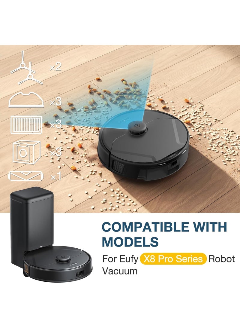 Neox 12 Replacement Kits  Compatible with Eufy Clean X8 Pro Robot Vacuum Cleaner X8 Pro Accessories, 1*Main Brush 2*Hepa Filters 2*Mop Pads 3*Vacuum Bags 4*Side Brushs - Image 2