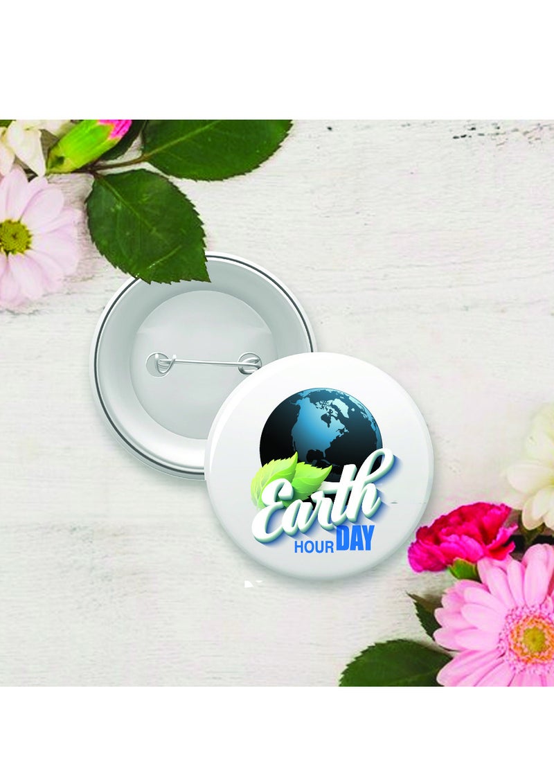 برينت شوب فور مي شارة زر ساعة الأرض - دبوس للتوعية بساعة الأرض - دبوس هدية يوم الأرض - دبوس طية صدر السترة لحقائب الظهر والسترات - مثالي للمناسبات، شارات دبوس يوم الأرض العالمي - يوم الأرض  - Image 2