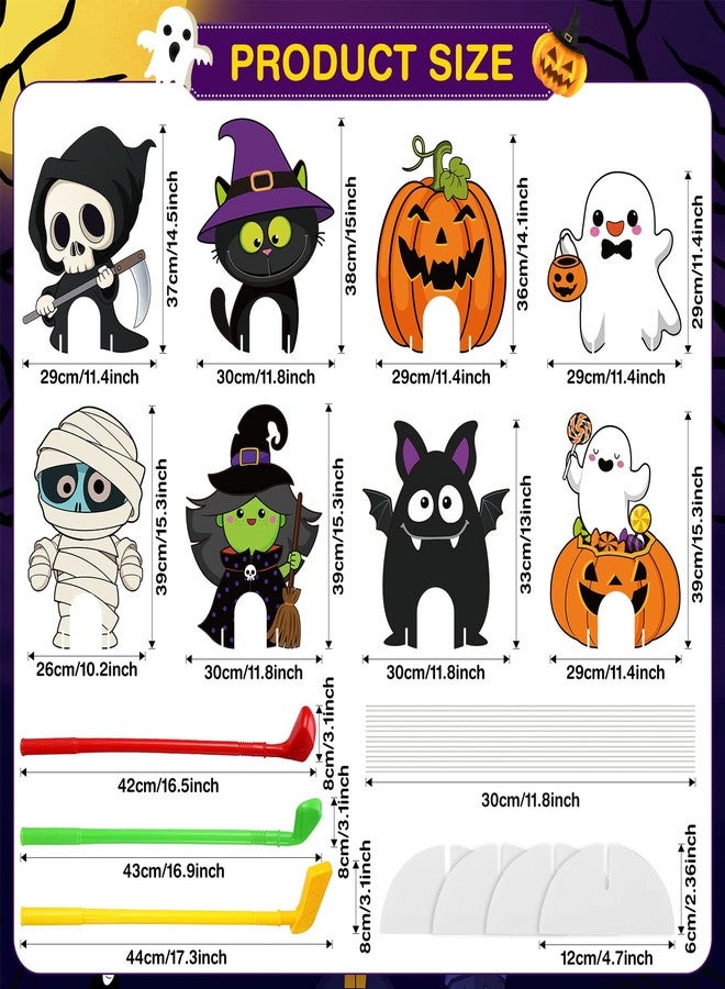 Capoda 8 Pieces Halloween Mini Golf Game Hlloween Golf Yard Sign Mini Golf Club Yard Stakes for Halloween Golf Party Halloween Lawn Garden Yard Outdoor Game Decorations - Image 2