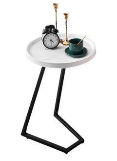 DubaiGallery Sofa Side End Table, Light Luxury Side Table Simple Corner Table Bedside Cabinet Metal Frame C Shaped Table for Sofa Bed Living Room Bedroom  - Image 1